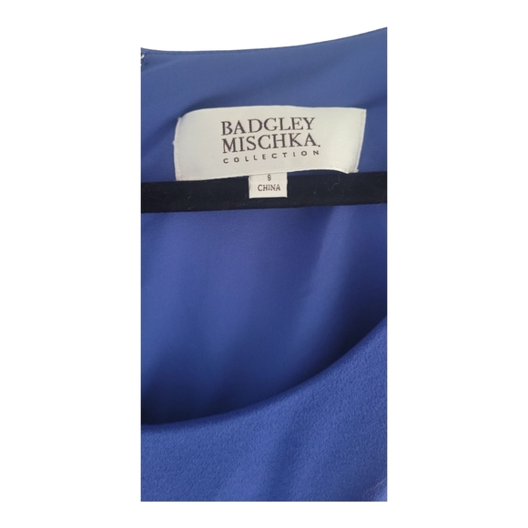 Badgley Mishka Collection royal blue cocktail dress cap sleeves bow detail sz 8 - Picture 4 of 9